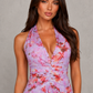 Women's Floral Halter Neck Maxi Dress
