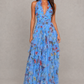 Women's Floral Halter Neck Maxi Dress – Blue