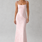 Women’s Floral Jacquard Maxi Dress with Cowl Neck for Wedding & Occasion Wear