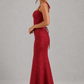 Women’s Floral Jacquard Maxi Dress with Cowl Neck for Wedding & Occasion Wear