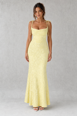 Women’s Floral Jacquard Maxi Dress with Cowl Neck for Wedding & Occasion Wear