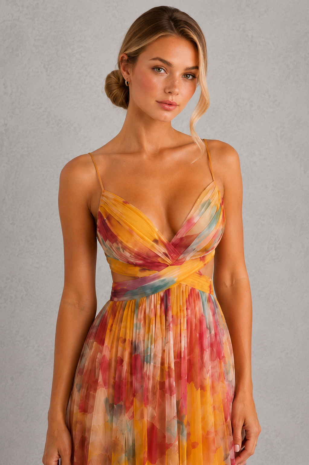 Women's Floral Halter Maxi Dress - Wedding Guest Holiday Occasion Wear