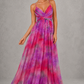 Women's Floral Halter Holiday Maxi Dress – Pink