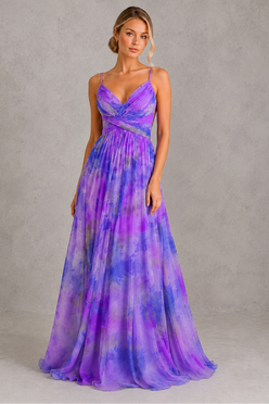 Women's Floral Halter Holiday Maxi Dress – Purple