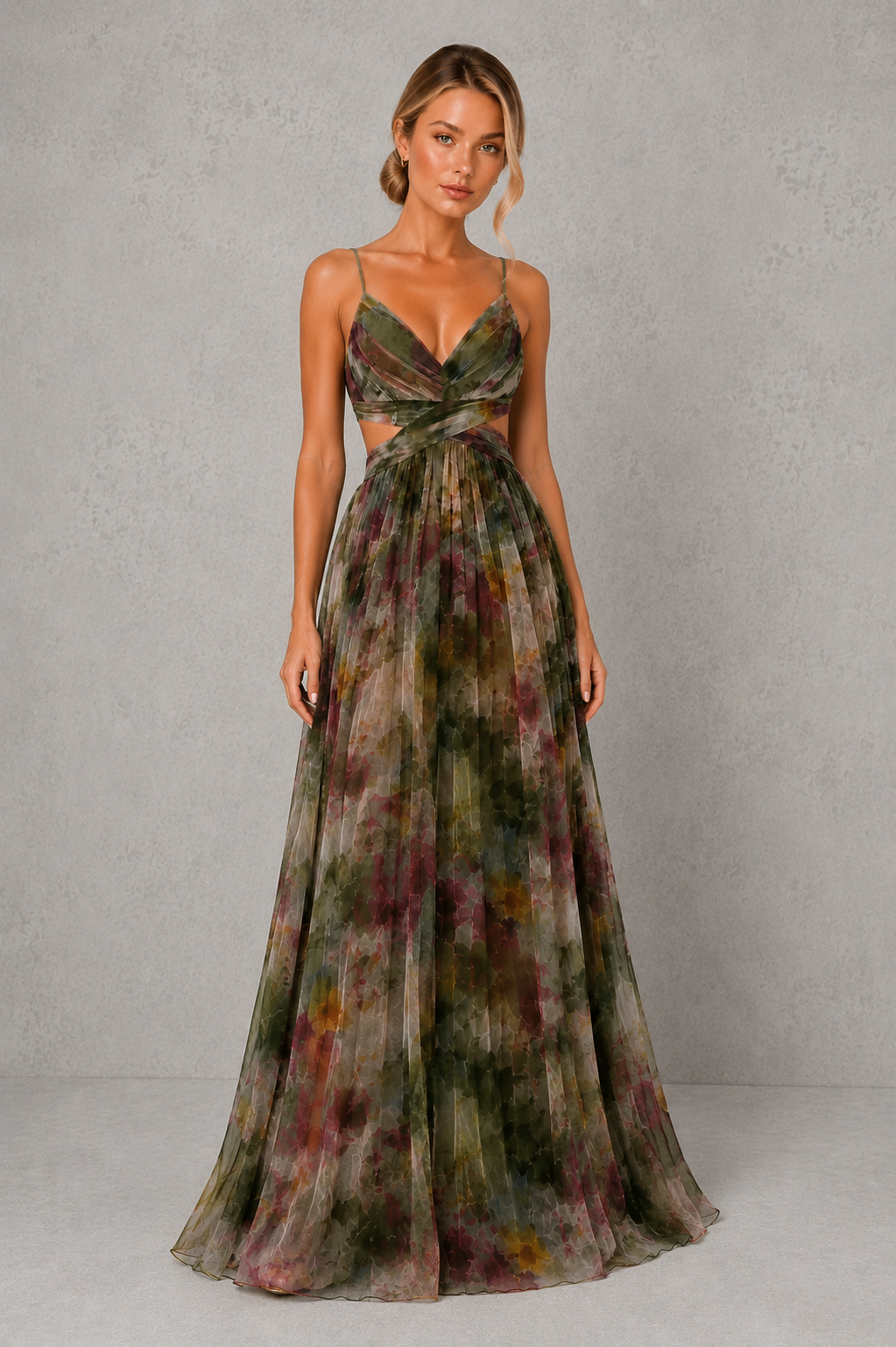 Women's Floral Halter Maxi Dress - Wedding Guest Holiday Occasion Wear