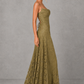 Women's Floral Lace Maxi Wedding Guest Dress - Formal Occasion Dress