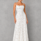 Women's Floral Lace Maxi Wedding Guest Dress - Formal Occasion Dress