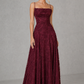 Women's Floral Lace Maxi Wedding Guest Dress - Formal Occasion Dress