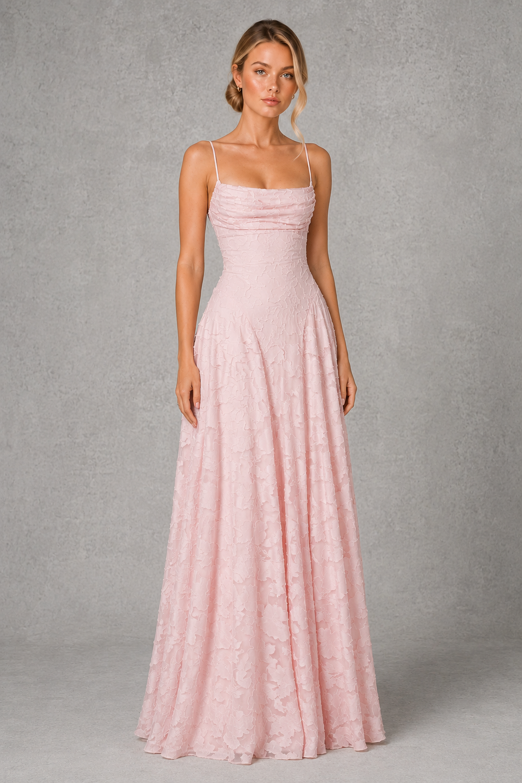 Women's Floral Lace Maxi Wedding Guest Dress - Formal Occasion Dress