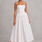 Women's Floral Strapless Fit & Flare Midi Dress – Ivory