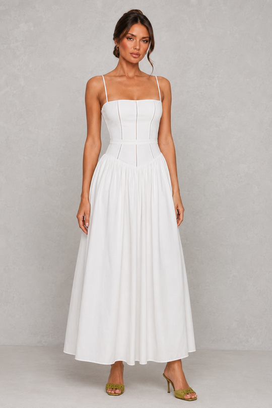 Women's Floral Midi Dress - Strapless Wedding Guest Fit & Flare