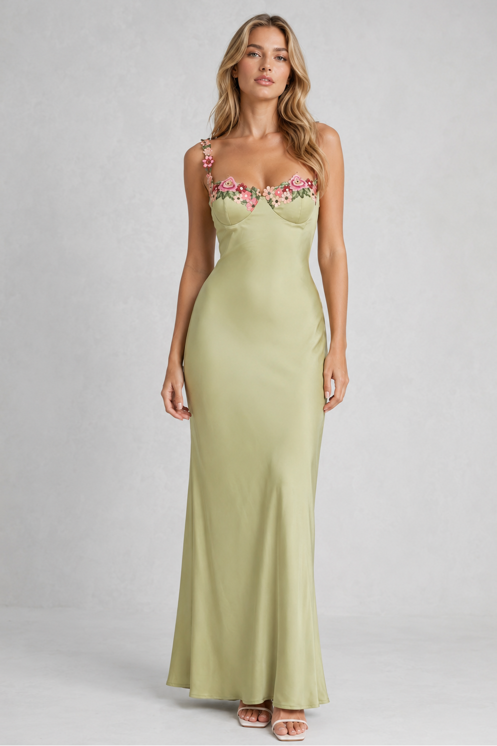 Women’s Floral Strap Maxi Dress for Wedding & Occasion Wear