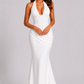 Women’s Halter Corset Maxi Gown with Pleated Draping for Formal & Evening Wear