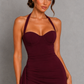 Women’s Halter Maxi Dress with Draped Split Skirt for Formal & Evening Wear