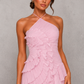 Women’s Halter Ruffle Maxi Dress with Open Back for Wedding & Occasion Wear