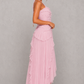 Women’s Halter Ruffle Maxi Dress with Open Back for Wedding & Occasion Wear