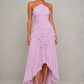 Women’s Halter Ruffle Maxi Dress with Open Back for Wedding & Occasion Wear