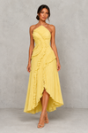 Women's Halter Ruffle Open Back Maxi Dress – Yellow
