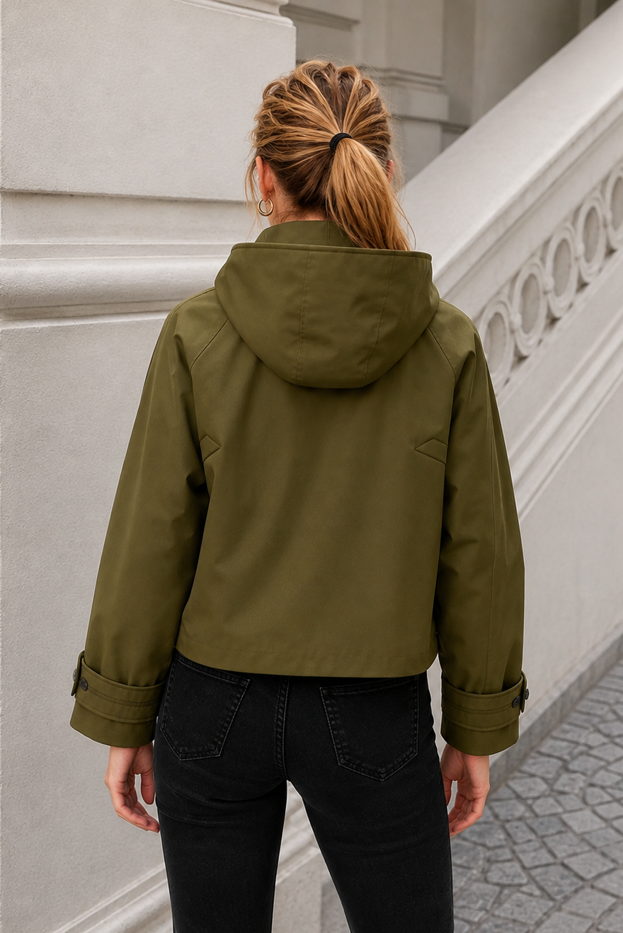 Women’s Hooded Trench Coat with Long Sleeves for Winter & Casual Wear