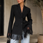 Women’s Lace Blazer Coat with Single-Breasted Design for Office & Smart Casual Wear