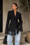 Women’s Lace Blazer Coat with Single-Breasted Design for Office & Smart Casual Wear