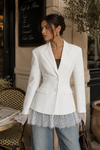Women’s Lace Blazer Coat with Single-Breasted Design for Office & Smart Casual Wear