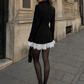 Women’s Lace-Trimmed Blazer with Single-Button Closure for Office & Smart Casual Wear