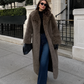 Women’s Long Fur Coat with Fluffy Texture