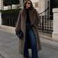 Women’s Long Fur Coat with Fluffy Texture