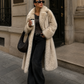 Women’s Long Fur Coat with Fluffy Texture