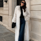 Women’s Long Fur Coat with Fluffy Texture