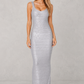 Women's Metallic Bandage Maxi Dress – Silver