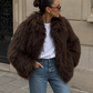 Women’s Fur Jacket with Fluffy Texture for Winter & Evening Wear
