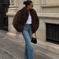 Women’s Fur Jacket with Fluffy Texture for Winter & Evening Wear