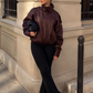 Women’s Oversized Leather Bomber Jacket for Casual & Winter Streetwear