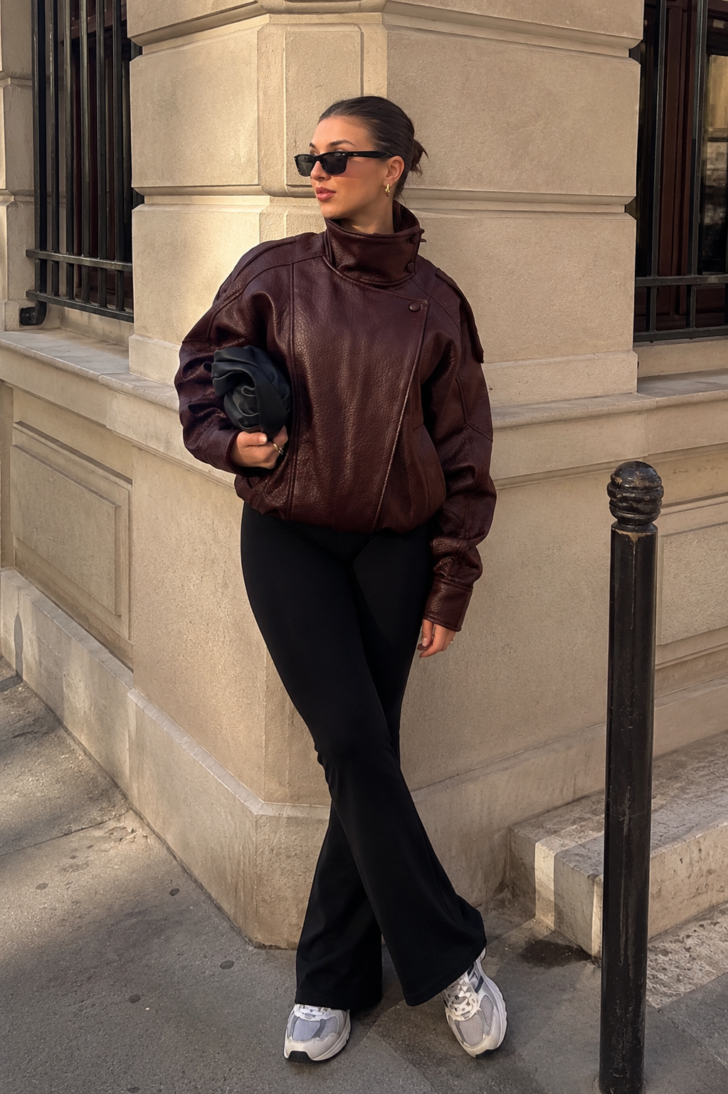 Women’s Oversized Leather Bomber Jacket for Casual & Winter Streetwear