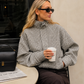Women’s Oversized Plaid Cropped Bomber Jacket with Zip Front