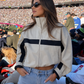 Women’s Oversized Bomber Jacket with Stand Collar & Zip Front