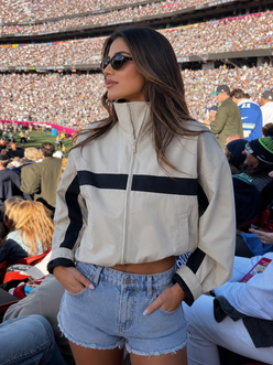 Women’s Oversized Bomber Jacket with Stand Collar & Zip Front