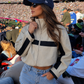 Women’s Oversized Bomber Jacket with Stand Collar & Zip Front