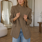 Women’s Plaid Blazer with Stand Collar & Single-Button Closure