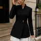 Women’s Pleated One-Button Blazer Dress with Tailored Detail for Formal & Evening Wear