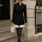 Women’s Pleated One-Button Blazer Dress with Tailored Detail for Formal & Evening Wear