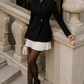 Women’s Pleated One-Button Blazer Dress with Tailored Detail for Formal & Evening Wear