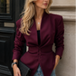 Women’s Pleated V-Neck Cinched Waist Jacket with Tie Detail for Autumn & Smart Casual Wear