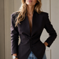 Women’s Pleated V-Neck Cinched Waist Jacket with Tie Detail for Autumn & Smart Casual Wear