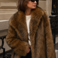 Women’s Plush Faux Fur Jacket with Fluffy Texture for Winter & Evening Wear