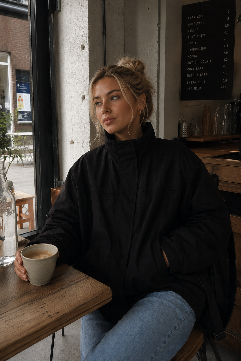Women’s Red Turtleneck Zip-Up Jacket with Long Sleeves for Casual & Streetwear