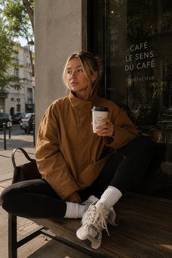 Women’s Red Turtleneck Zip-Up Jacket with Long Sleeves for Casual & Streetwear