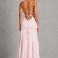 Women’s Satin High-Low Maxi Dress with Ruffle Hem & Split